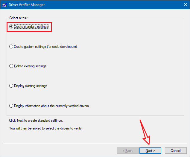 create standard settings