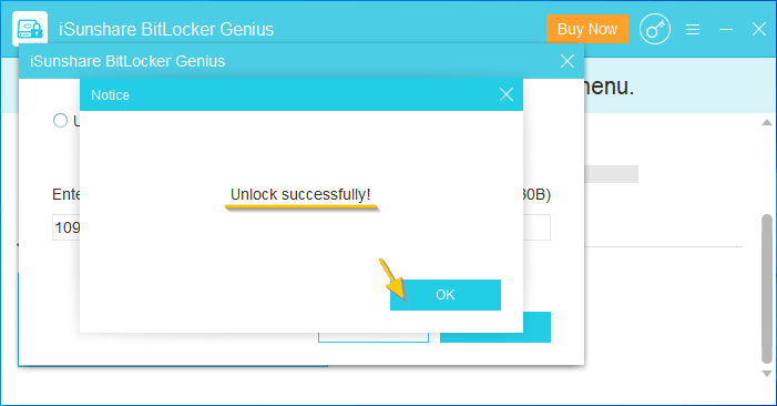 unlock bitlocker drive successfully