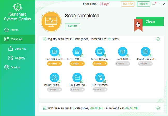 clean junk and invalid registry files