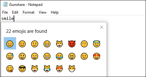 search emojis in the panel