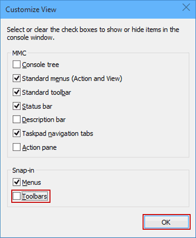 deselect toolbars