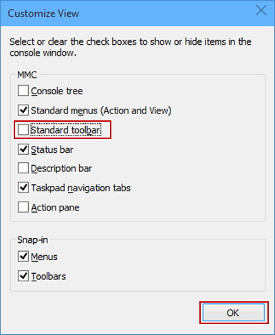 deselect standard toolbar