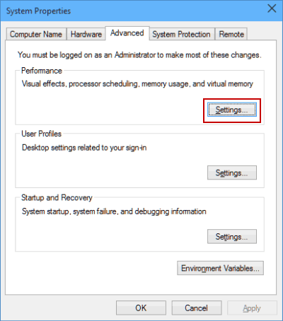 select Settings