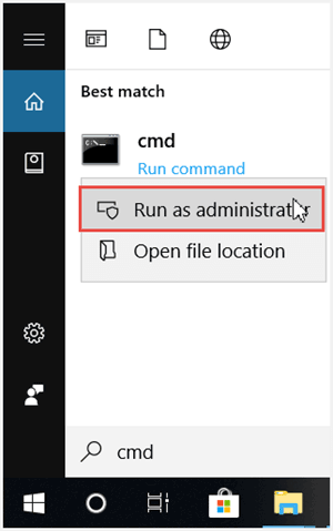 run cmd as administrator