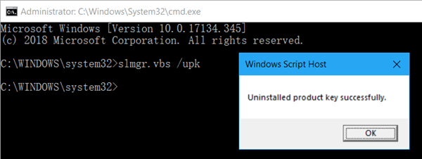 change windows 10 activation key command line