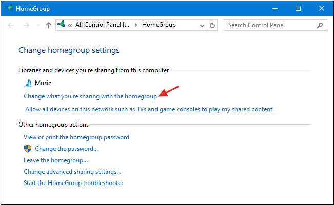 change homegroup settings