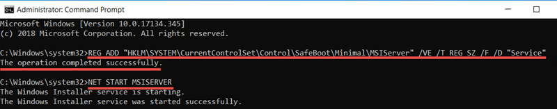 cannot install or unintsall program safe mode