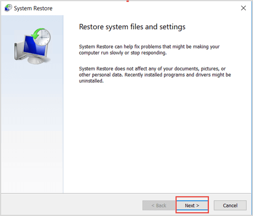 restore system files-and settings