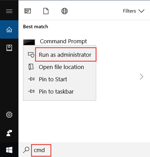 run cmd as administrator