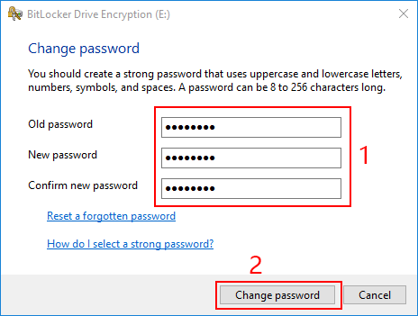 enter bitlocker password in control panel