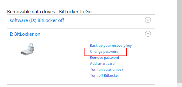 select change password option in control panel