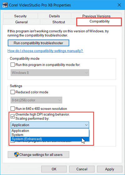 override high dpi scaling behavior