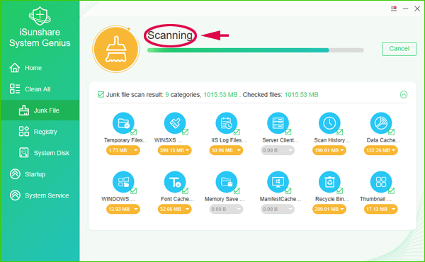 start the process of scanning