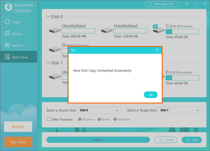 get the failing hard drive cloned successfully