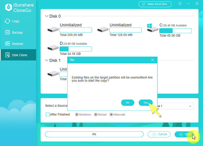 start cloning gpt disk