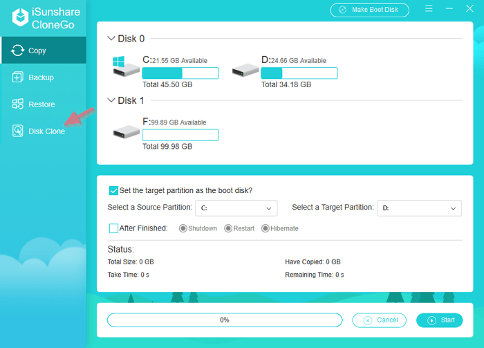 use disk clone function