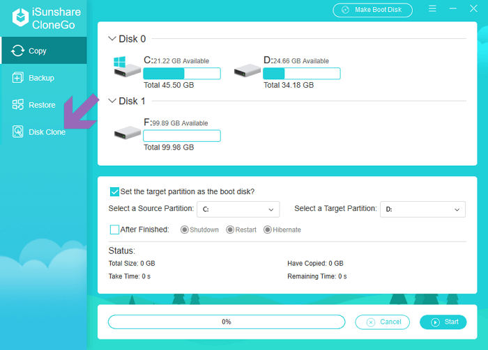 click disk clone in clonego