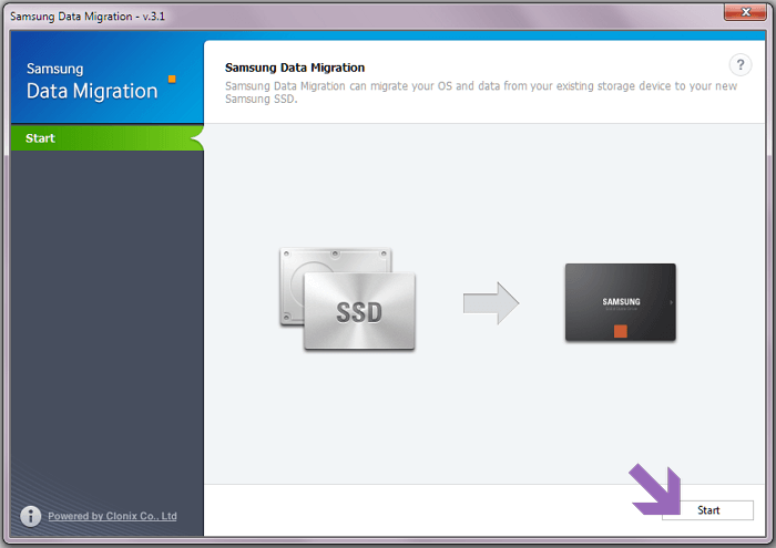 click start in data migration