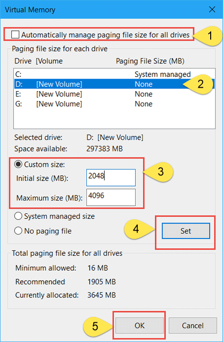 move pagefilesys to free up space