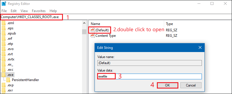 set value data to exefile