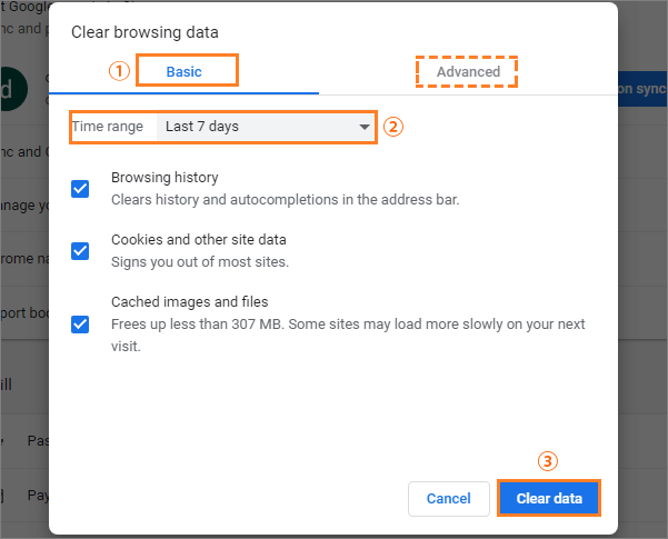 clear browsing data from google