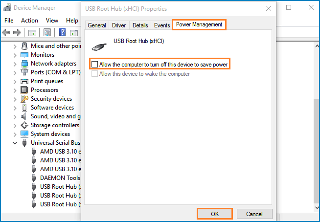 change power management settings