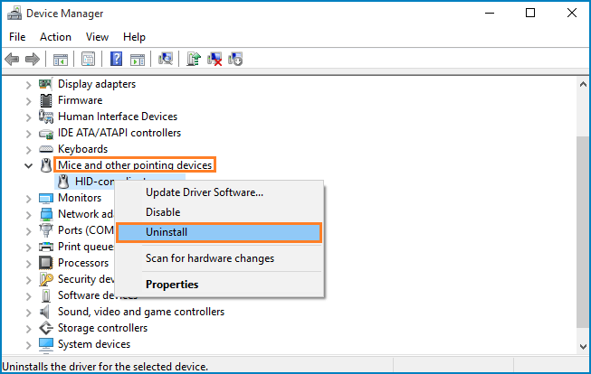 uninstall your mouse driver