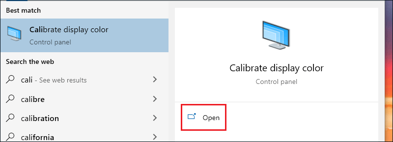 open calibrate display color