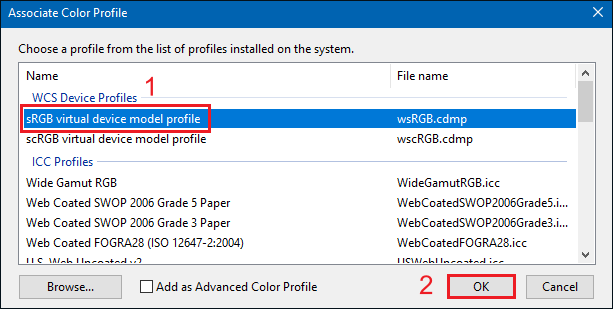 select virtual device model profile