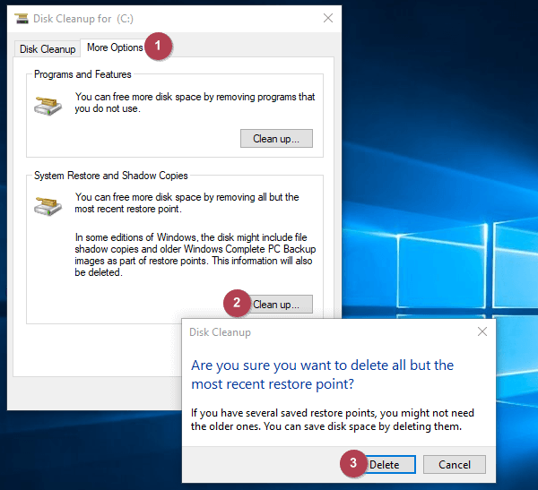 delete restore points