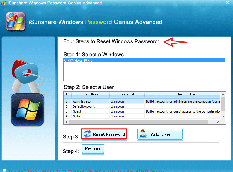 reset windows password