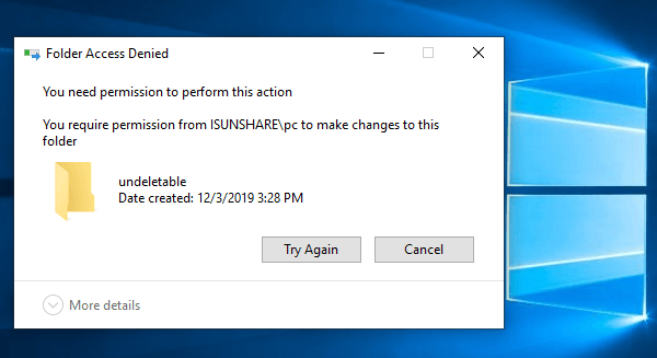 make a file or folder undeletable in windows 10