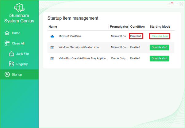 click resume boot to recover starting mode