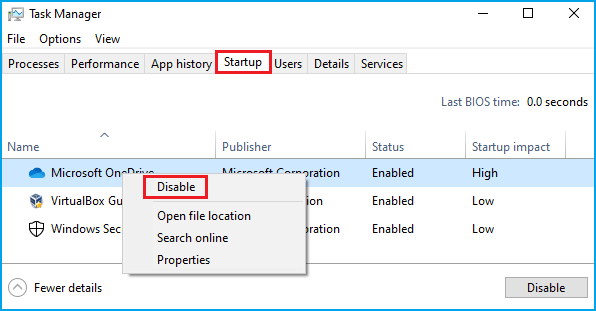 disable unnecessary startup program