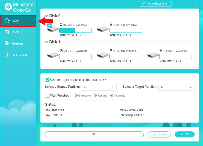 select the function of copy