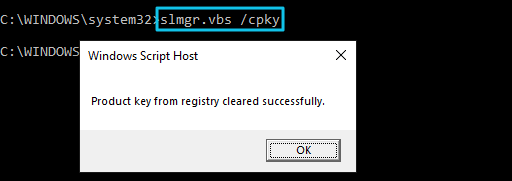 clear product key from registry