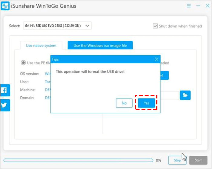 this operation will format the USB drive