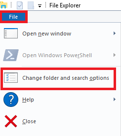 select Change folder and search options