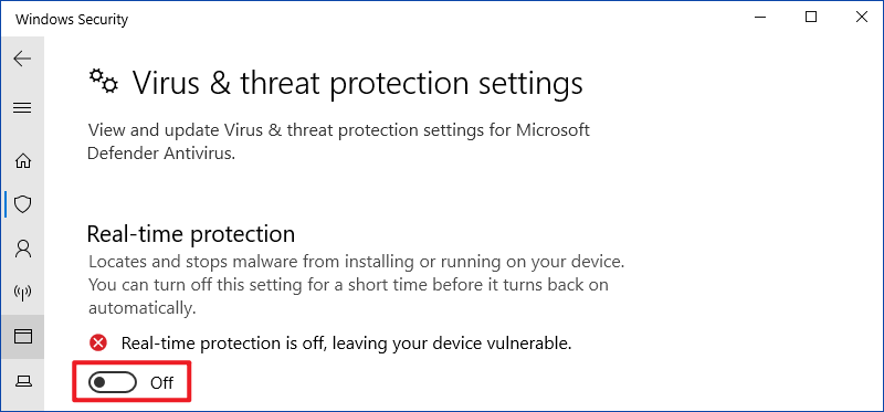 turn off real time protection