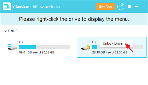 click unlock drive option