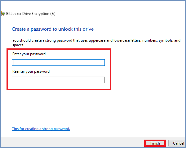 enter BitLocker password and click finish button