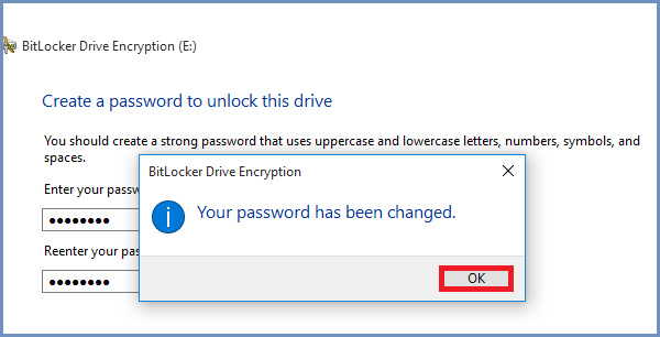 reset BitLocker password successfully