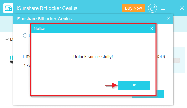 unlock bitlocker drive successfully