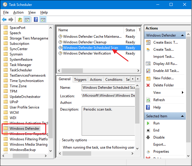 find windows defender schedule scan