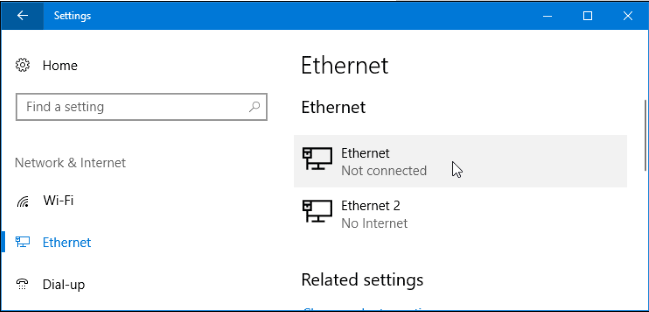  open ethernet settings 