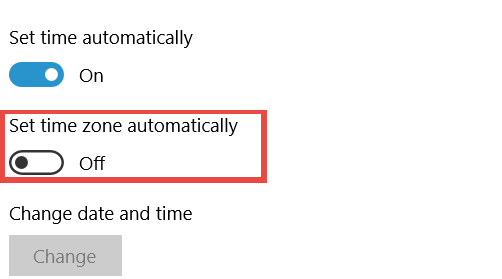 turn on time zone update switch