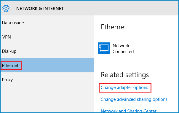 choose change adapter options