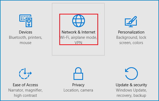 select network and internet