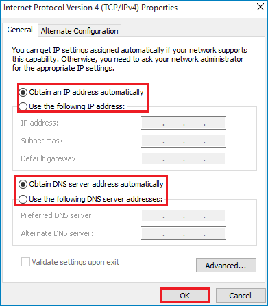 type in ip and dns address