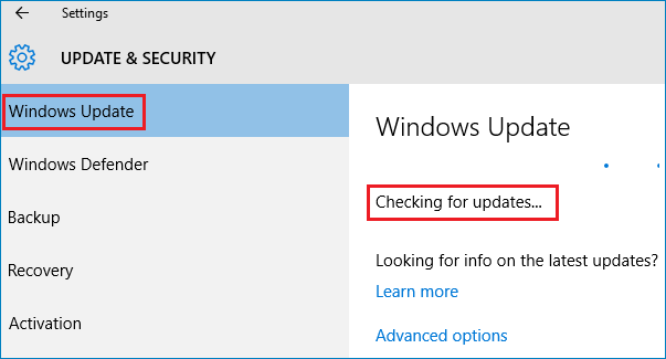 check for windows update